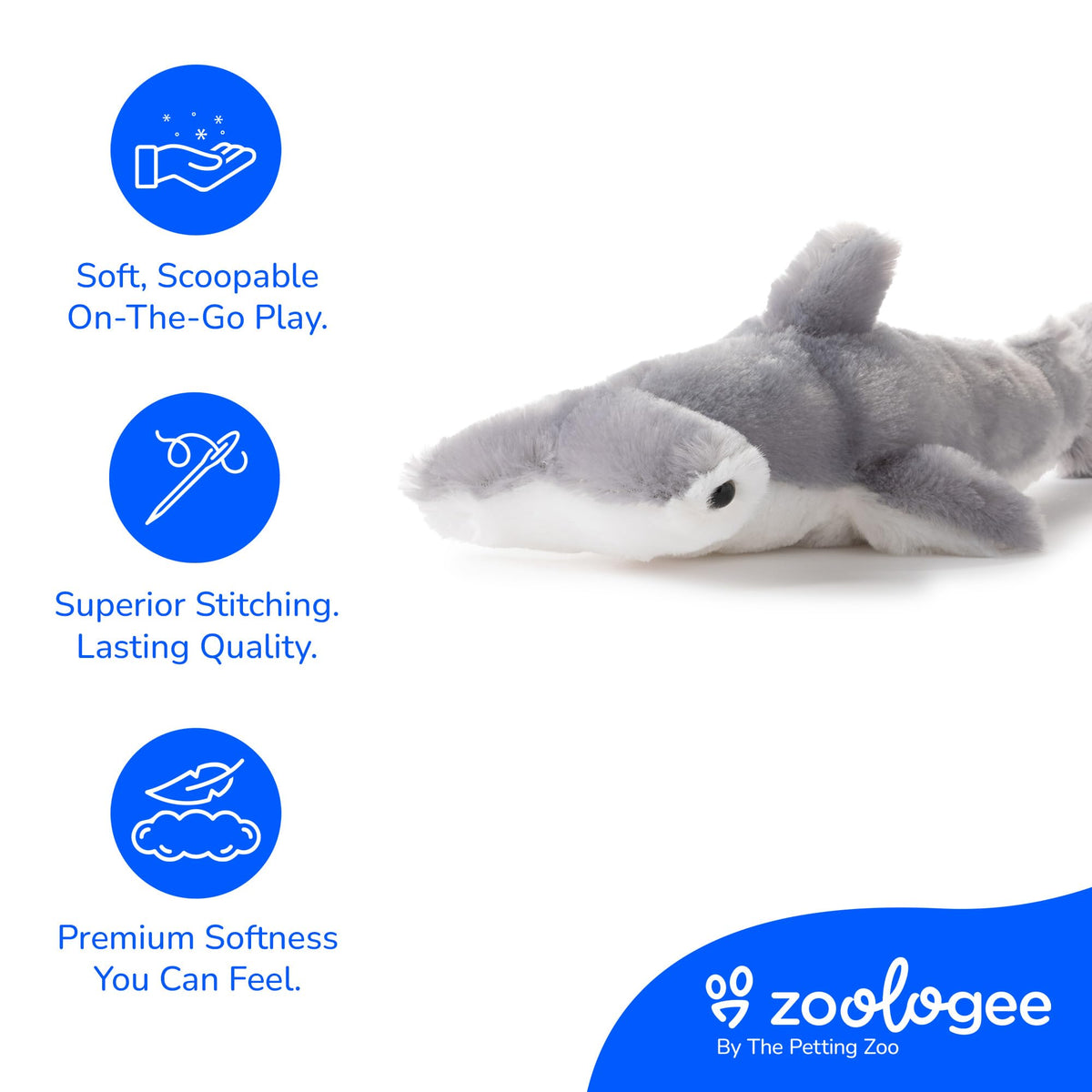 The Petting Zoo Hammerhead Shark Stuffed Animal, Scoopz, Kids Gifts, 10 in