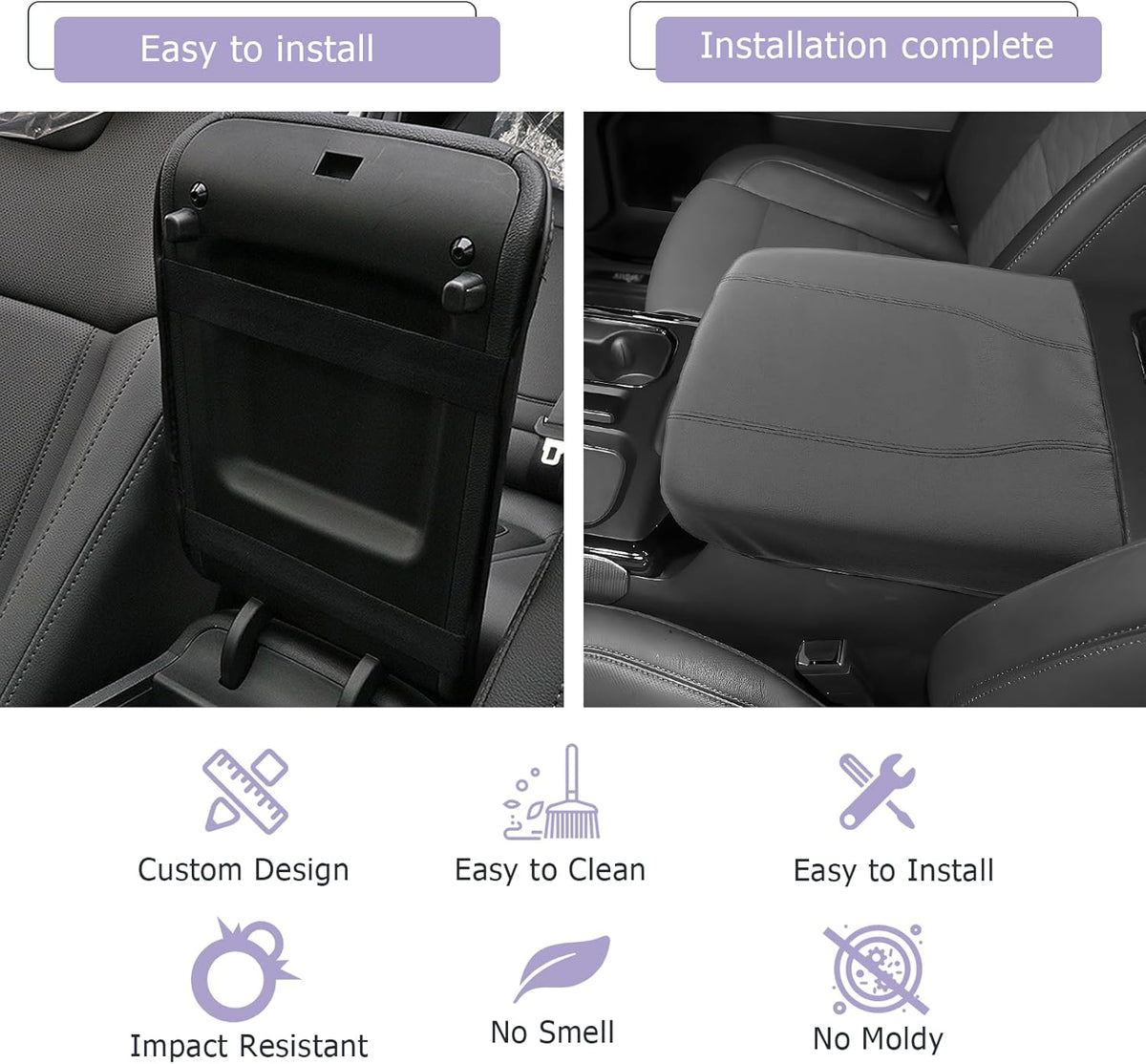 2025 2026 Silverado EV Center Console Cover Compatible with 2024 2025 2026 Silverado EV/GMC Sierra EV Accessories 2025 2026 Silverado EV/GMC Sierra EV Armrest Cover Armrest Console Cover (Thin Black)
