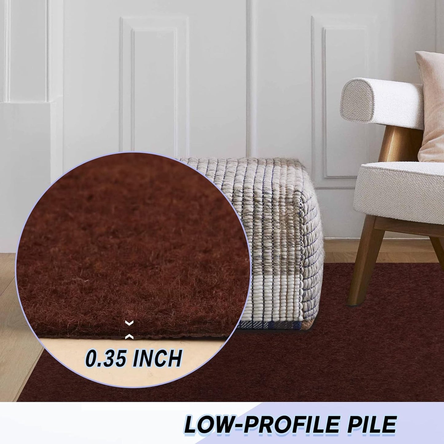 Custom Size Backed Non-Slip Area Rugs Runner, Easy Clean, Waterproof Runner Rugs for Hallway Entryway, Kitchen, Laundry, 4FT x 38FT, Brown