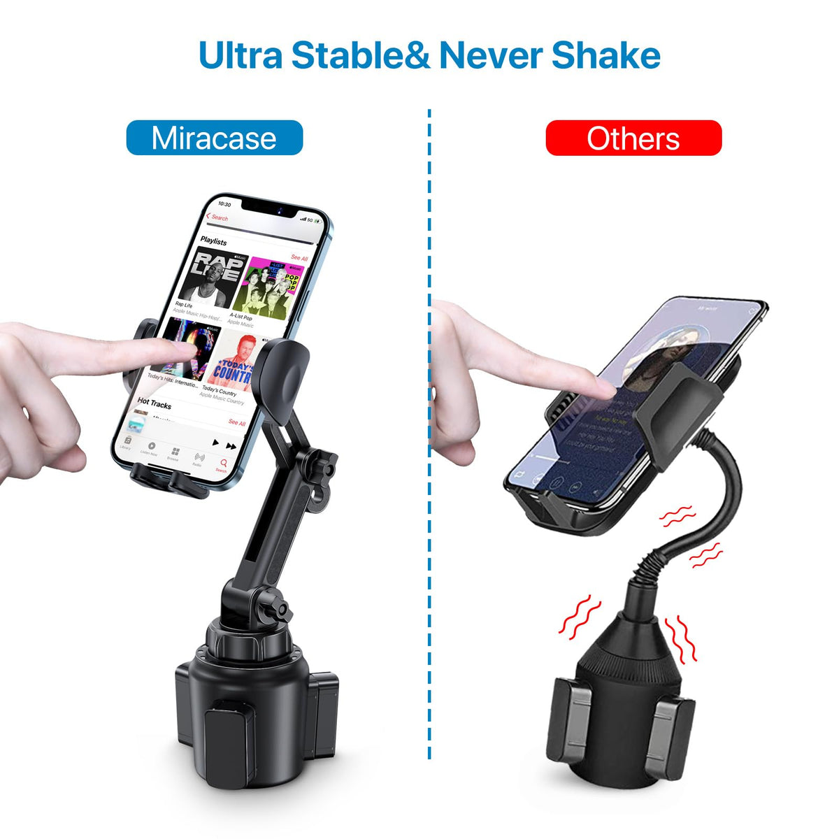 Miracase [Upgraded Version] Cup Phone Holder for Car, Universal Adjustable Long Neck Car Phone Mount Cradle Friendly Compatible with iPhone Samsung Google and All 4.0-7.0 inches Smartphones