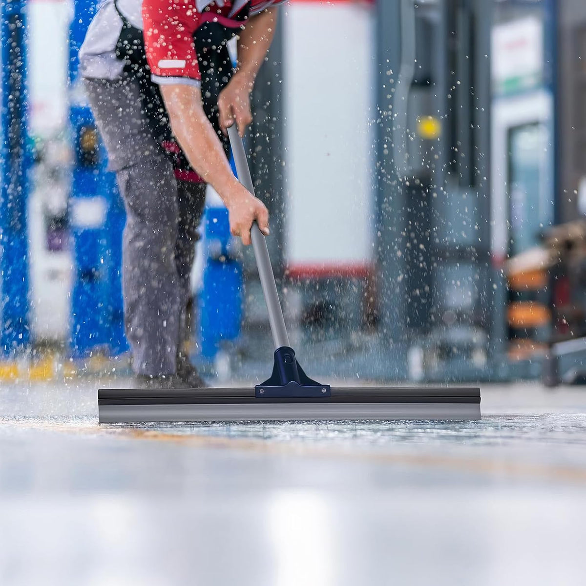 DSV Standard Floor Squeegee for Concrete Floor, 30" Large Squeegee Broom, Heavy Duty Floor Squeegee for Tile with 51.5" Handle for Garage, Deck, Bathroom, Window, Glass