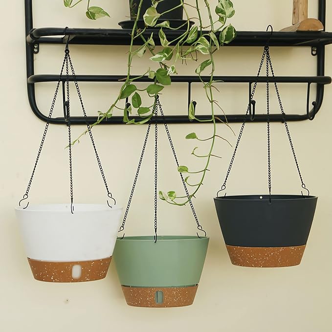 ZMTECH Hanging Planters for Indoor Plants Set of 2 Self Watering Hanging Pots Hanging Baskets Hanging Flower Pots for Outdoor Hanging Plants(10 Inch, Green)