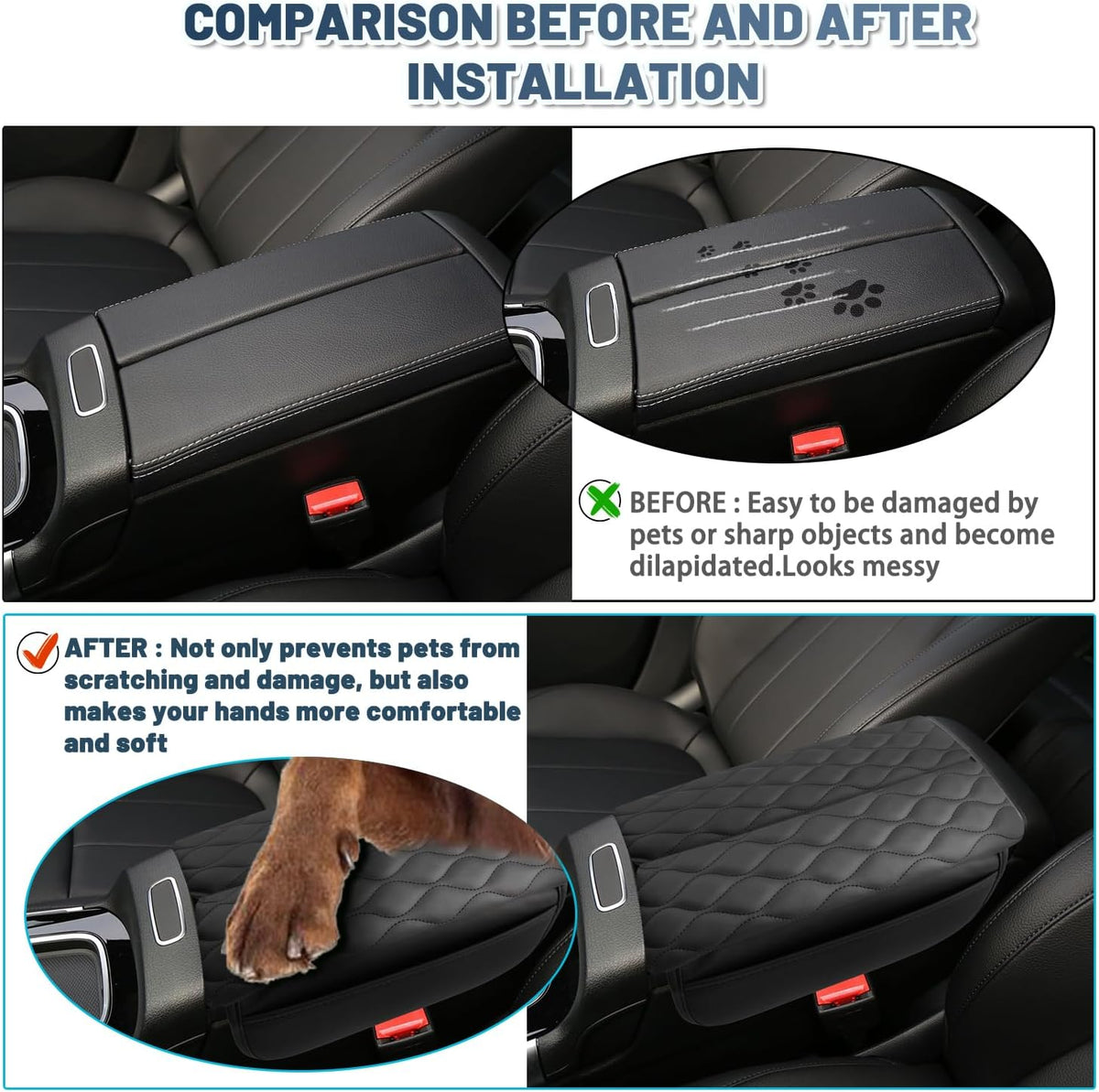 Ruiya GLA250/GLA250 4MATIC/AMG GLA35/AMG GLA45 Armrest Cover,for GLA250 Mercedes Benz Accessories Center Soft Comfy Console Lid Cover Compatible with 2020-2025 Mercedes Benz GLA H247