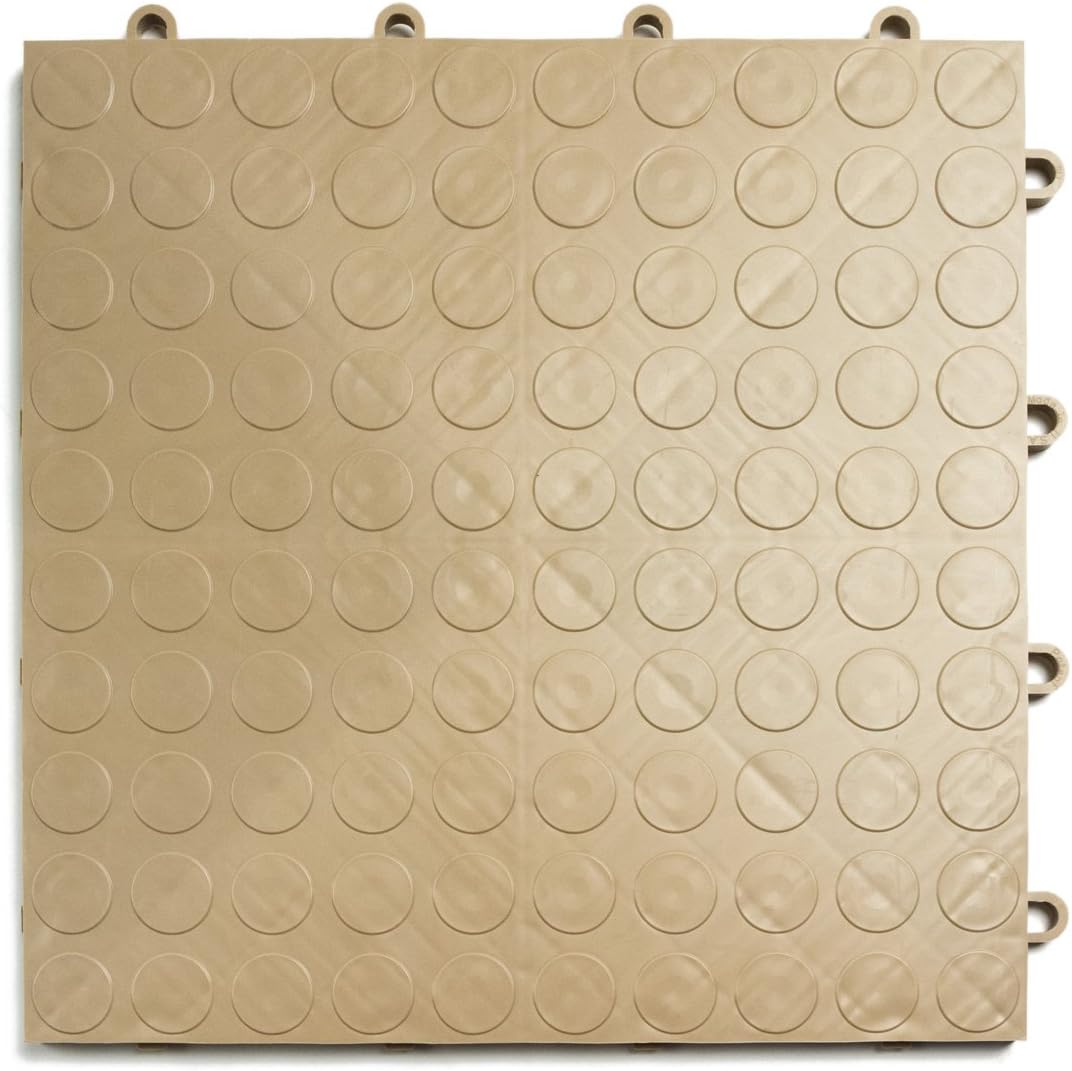 GarageDeck Coin Pattern, Durable Interlocking Modular Garage Flooring Tile (12 Pack), Beige