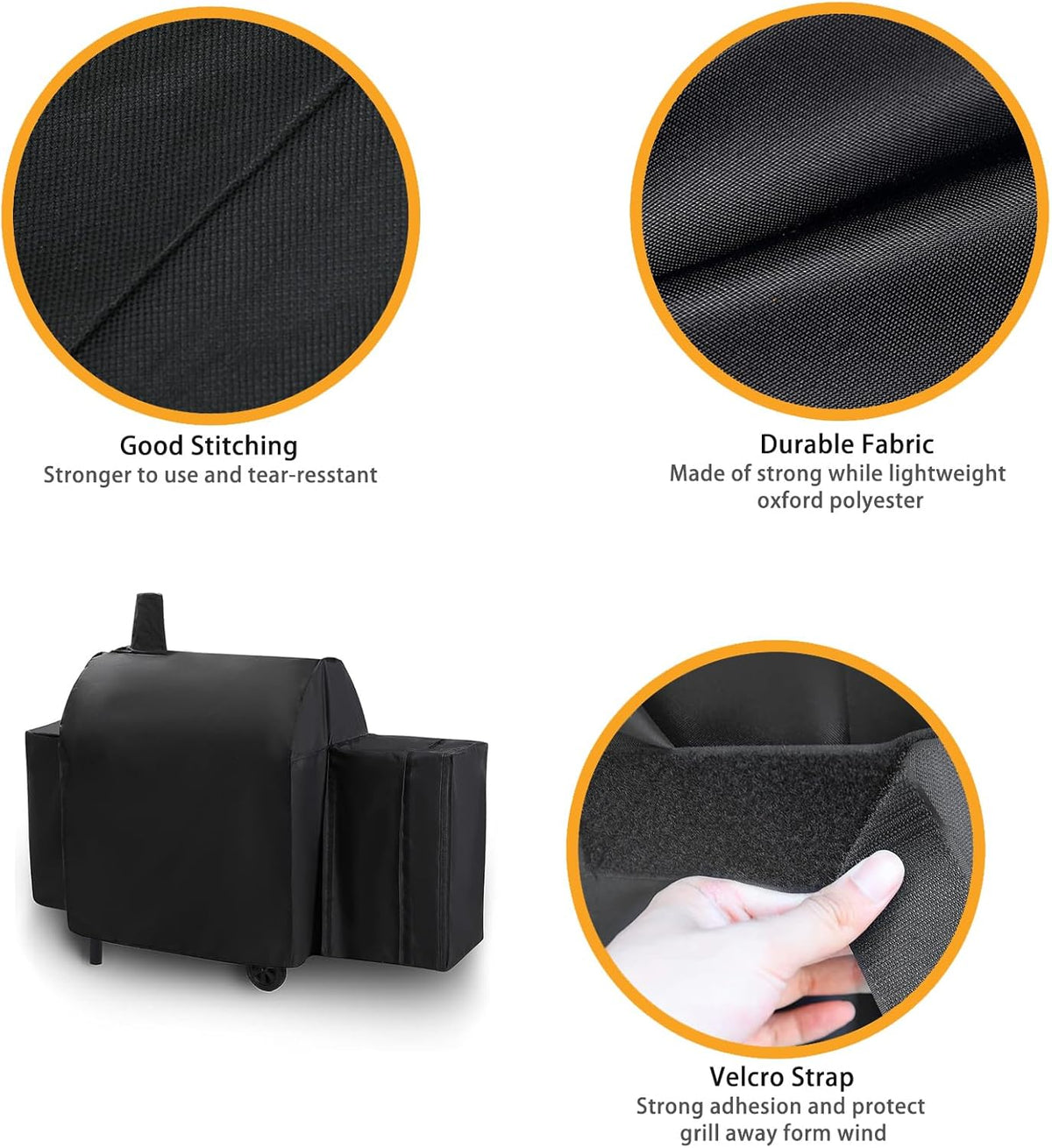 Grill Cover for Char-Griller Smokin Champ 1624 Smoking Champ Offset Smoker 1733, Blazer 2130 and Classic 2175, Heavy Duty Waterproof UV Resistant Cover, Outdoor BBQ Accessories