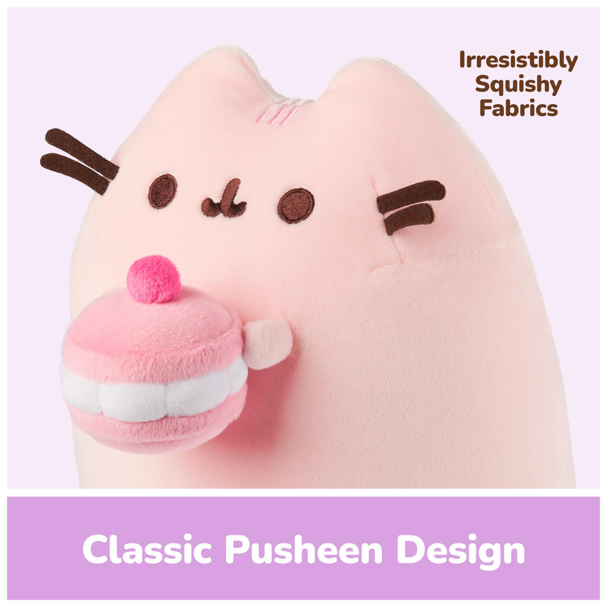 GUND Pusheen Cherry Macaron Squisheen 9.5-Inch Squishy Plush Toy; Ages 8+
