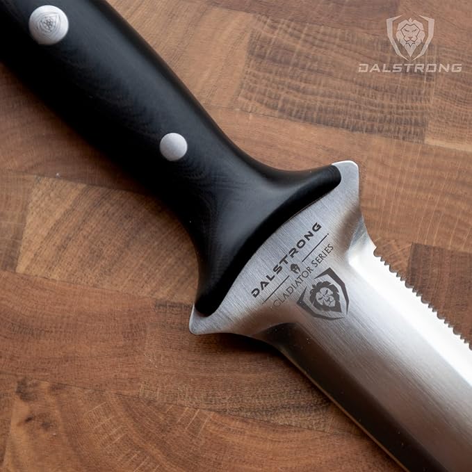 DALSTRONG Hori Hori Garden Knife - 6.5 inch - Straight Edge + Serrated Edge - Gladiator Series Elite - Forged German Steel - Sheath Guard Included - Weeding, Cutting, Digging, Planting - NSF Certified