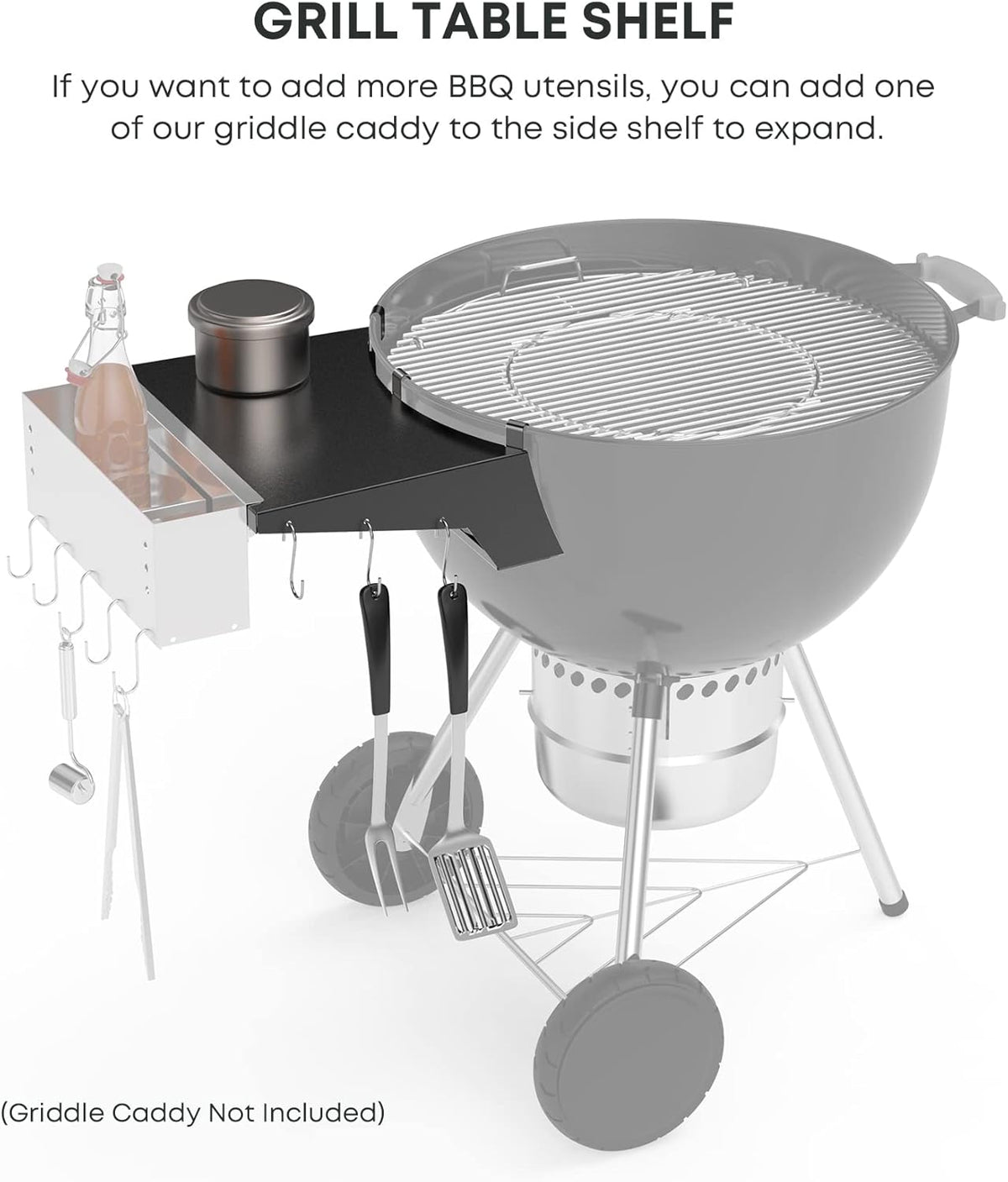 Stanbroil Grill Side Table for 22 Inch Weber Master-Touch & Original Kettle & Original Kettle Premium Charcoal Grills