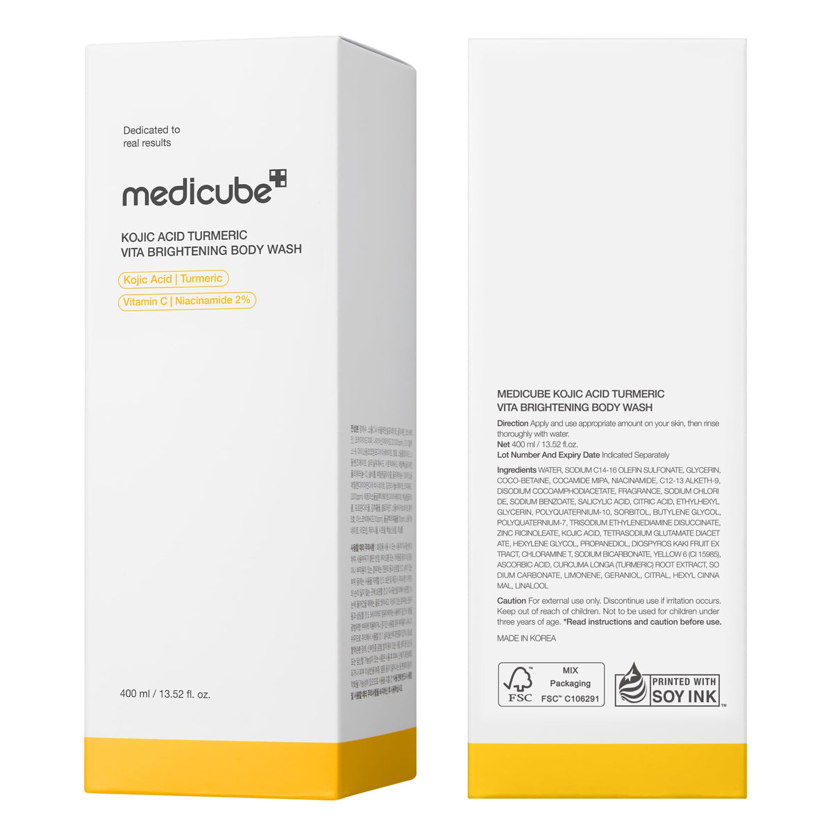 medicube Kojic Acid Turmeric Brightening Body Wash, 13.52 fl.oz