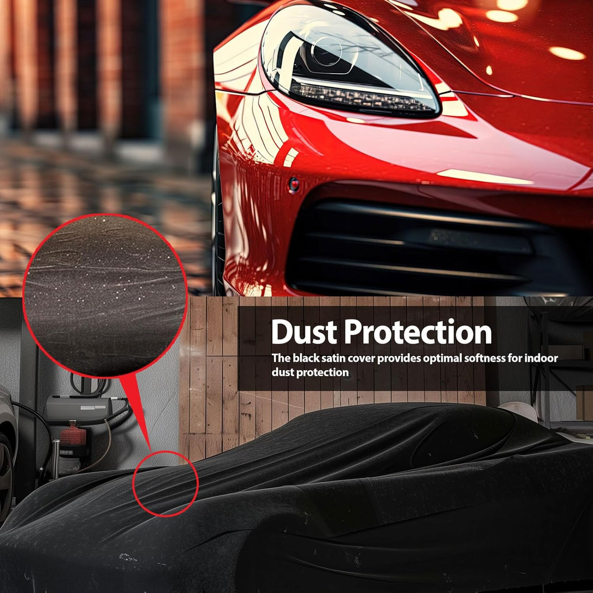 DaShield SoftTec Indoor Stretch Satin Car Cover for Hyundai Elantra 2021-2025 Sedan 4-Door Elastic Flexible High-end Luxury Dust-Proof Protection, Car Show, Underground Garage, Black