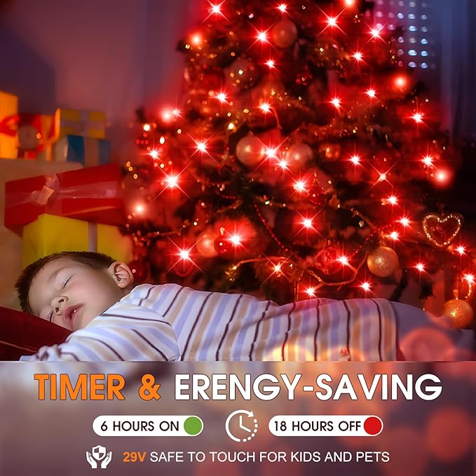 KNONEW 403FT 1000 LED Christmas String Lights Outdoor Green Wire Fairy Light 8 Modes & Timer Plug in Waterproof LED String Lights for Xmas Yard Tree Wedding Party Holiday Decorations(Red)