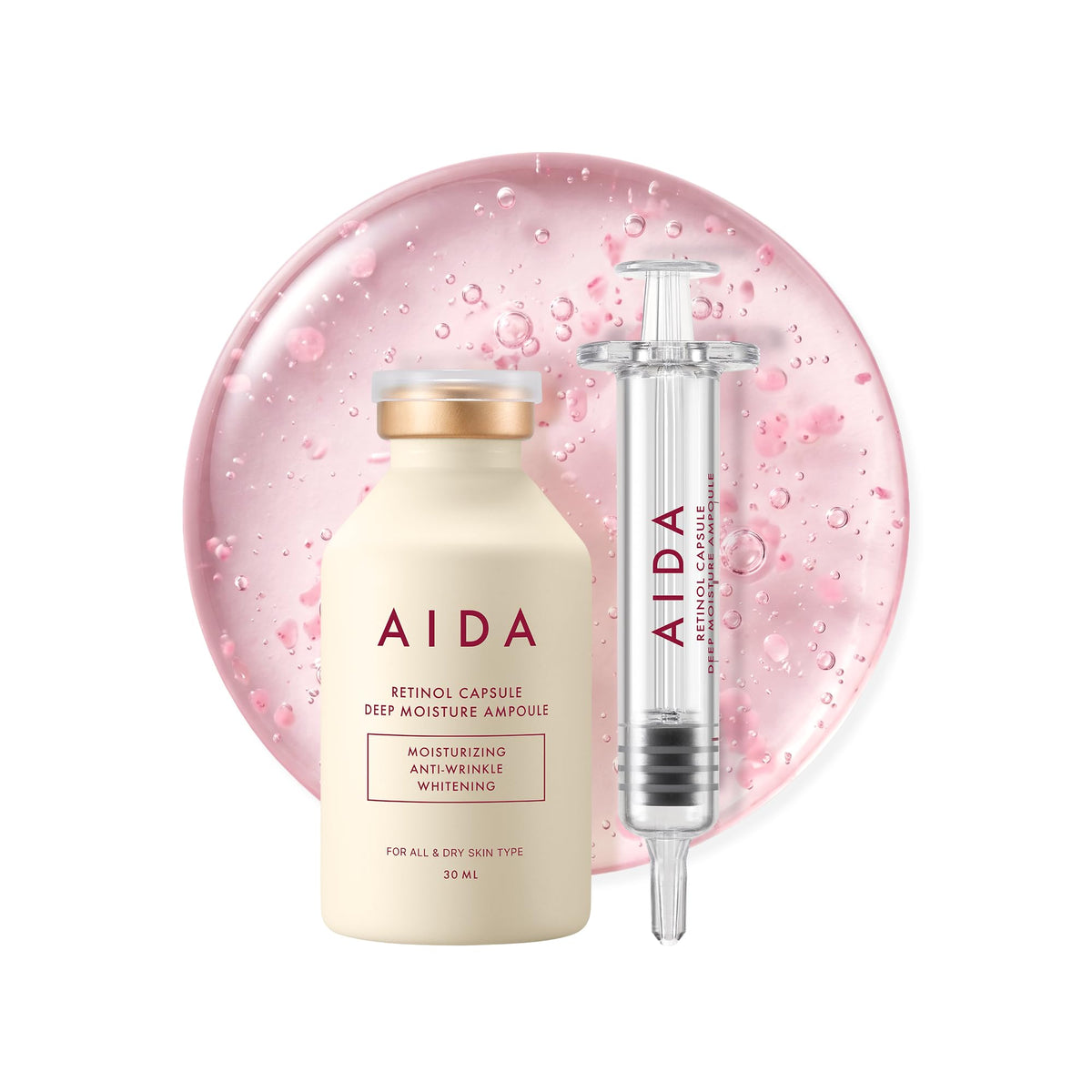 AIDA Retinol Capsule Ampoule, Korean Retinol Face Serum with Collagen & Ceramide, Firming, Hydrating & Glow Boosting Facial Serum for Daily Retinol Care, Korean Skin Care, 1.69 fl oz (30ml)