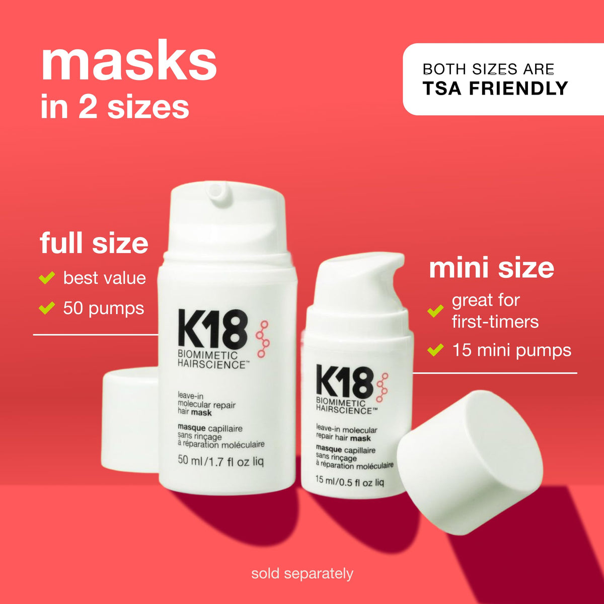 K18 Leave-In Molecular Repair Hair Mask, 0.5 Fl Oz