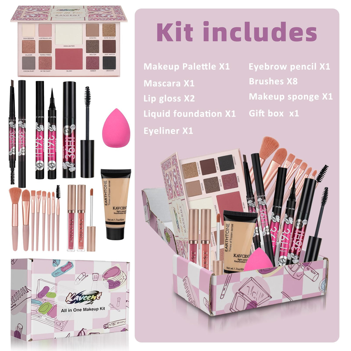 Makeup Kit for Women Teen Girls Full Kit Makeup Set for Teens Eyeshadow Makeup Gift Set fo Women Teenagers Christmas Makeup Kits for Teens
