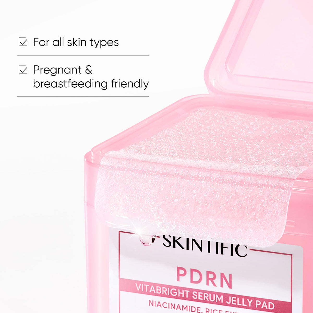 SKINTIFIC Pink PDRN Brightening Toner Pads for Dull, Uneven-Looking Skin