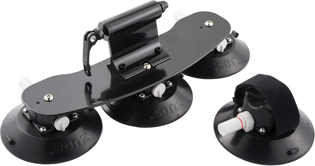 Bike Rack for Car Roof, Vacuum Suction Cup Bicycle Carrier Aluminium Alloy Roof Rack, with 5 Adapters for Most Bikes, 9x100mm/12x100mm/15x100mm/15x110mm/20x100mm/20x110mm (6" Suction Carrier)