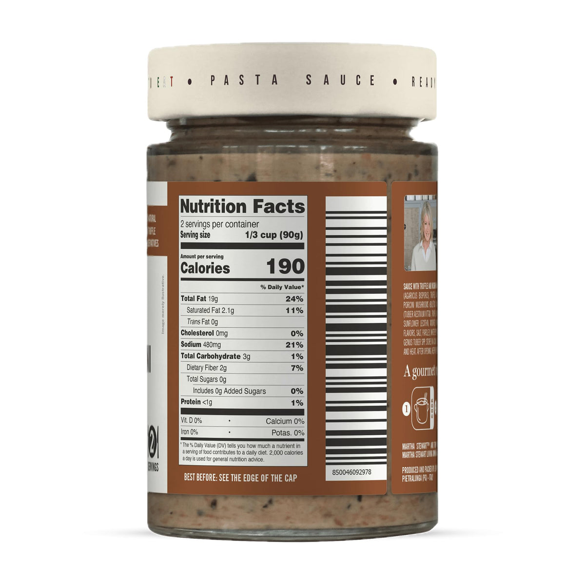 Martha Stewart & Jimmy Tartufi Truffle & Porcini Pasta Sauce 6.3 oz (Pack of 1) - Real Truffle, Porcini Mushrooms, 100% Natural, Gluten Free, No
