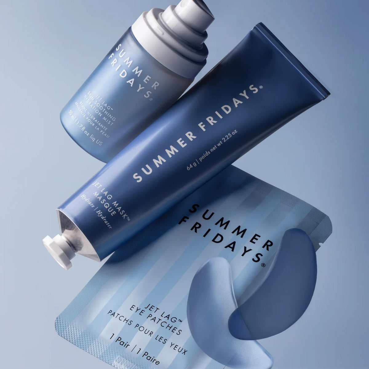 Summer Fridays Jet Lag Hydrating Eye Patches - De-puffing Hydrogel Under Eye Masks with Hyaluronic Acid, Caffeine + Peptides - Soothing + Refreshing At-Home + Travel Skin Care (6 Pairs)