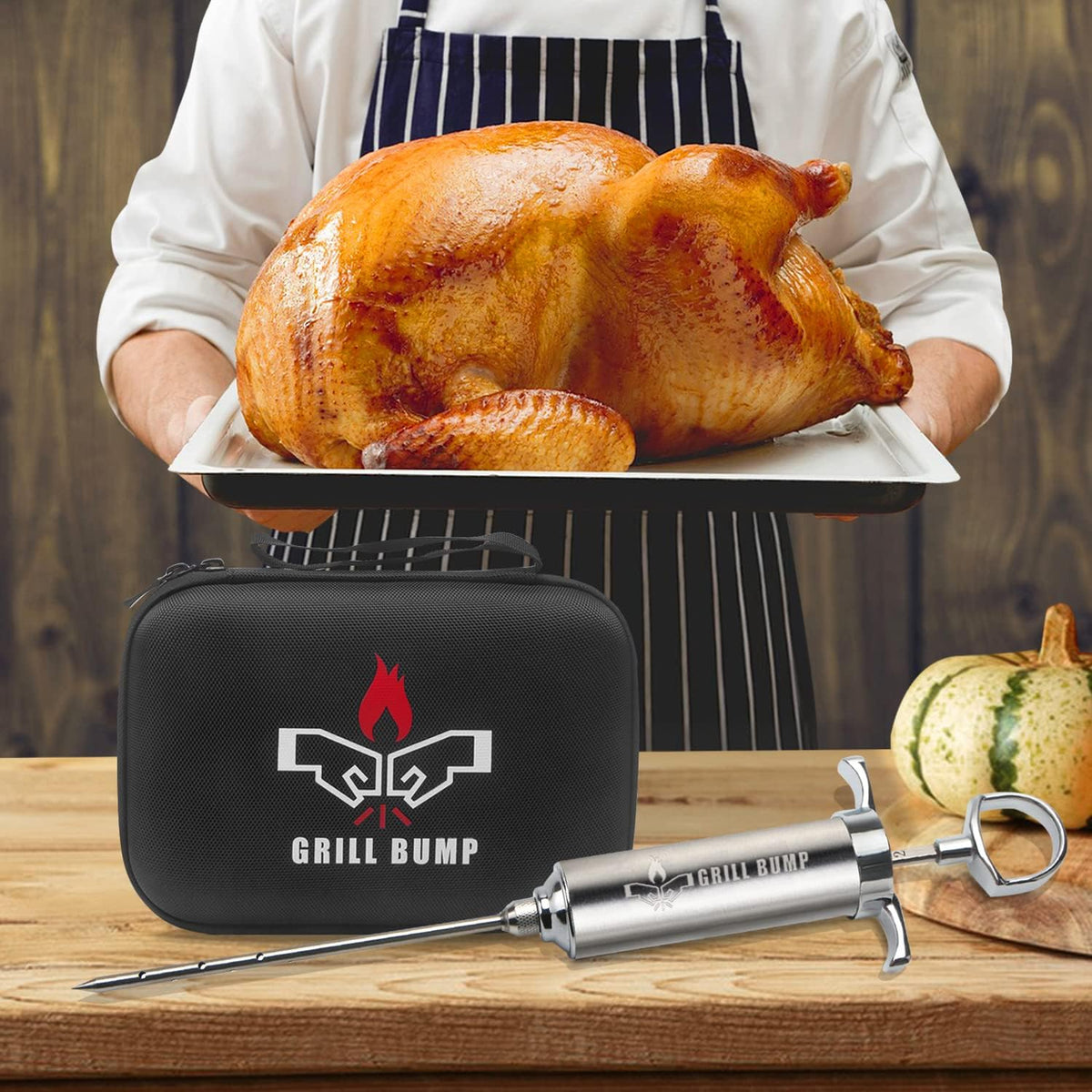Meat Injector Syringe Kit with 3 Professional Marinade Injector Needles and Travel Case for BBQ Grill Smoker, Turkey and Brisket; 2-oz Large Capacity, Both Paper User Manual and E-Book