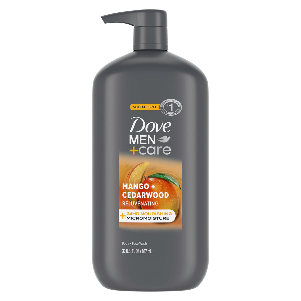 DOVE MEN + CARE Body and Face Wash Rejuvenating Mango + Cedarwood, 30 oz