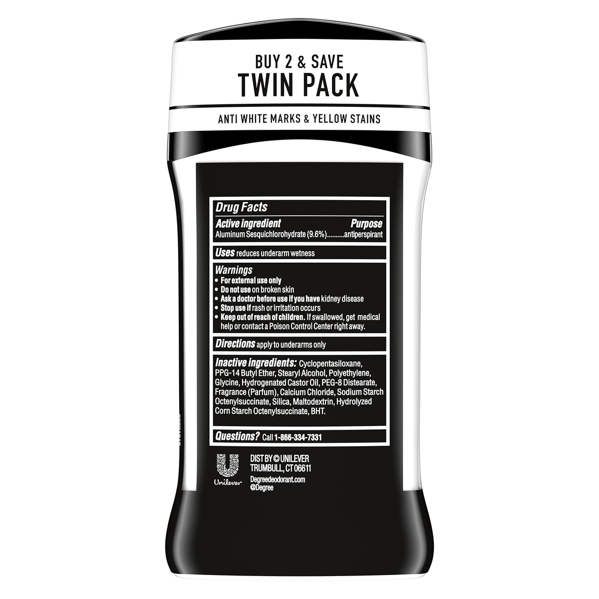 Degree Men UltraClear Antiperspirant Black+White Sweat & 2 Count 2.6