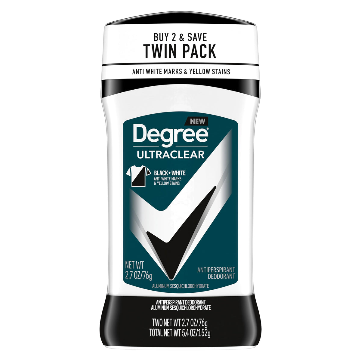 Degree Men UltraClear Antiperspirant Black+White Sweat & 2 Count 2.6