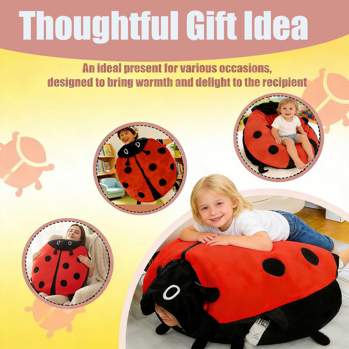 Wearable Lady Beetle Pillow, 40In Giant Wearable Pillow Beetle-Inspired
