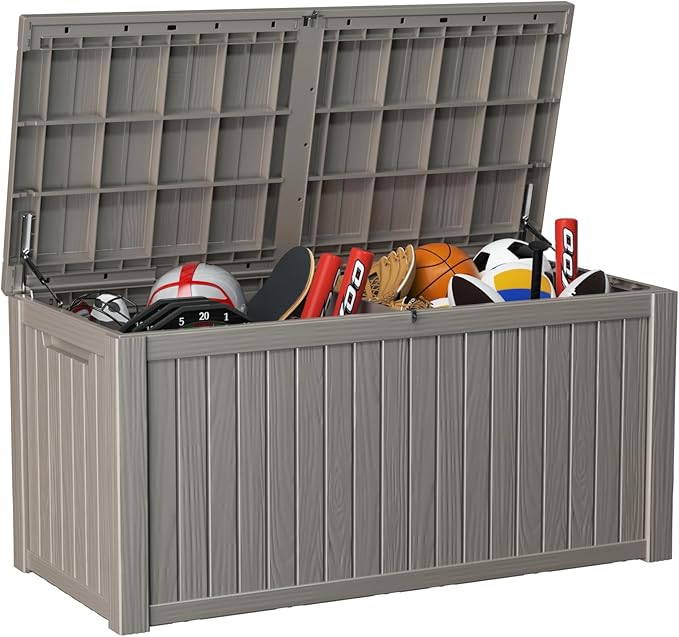 150 Gallon Outdoor Storage Box – Waterproof Deck Box for Patio & Garden,Light Brown