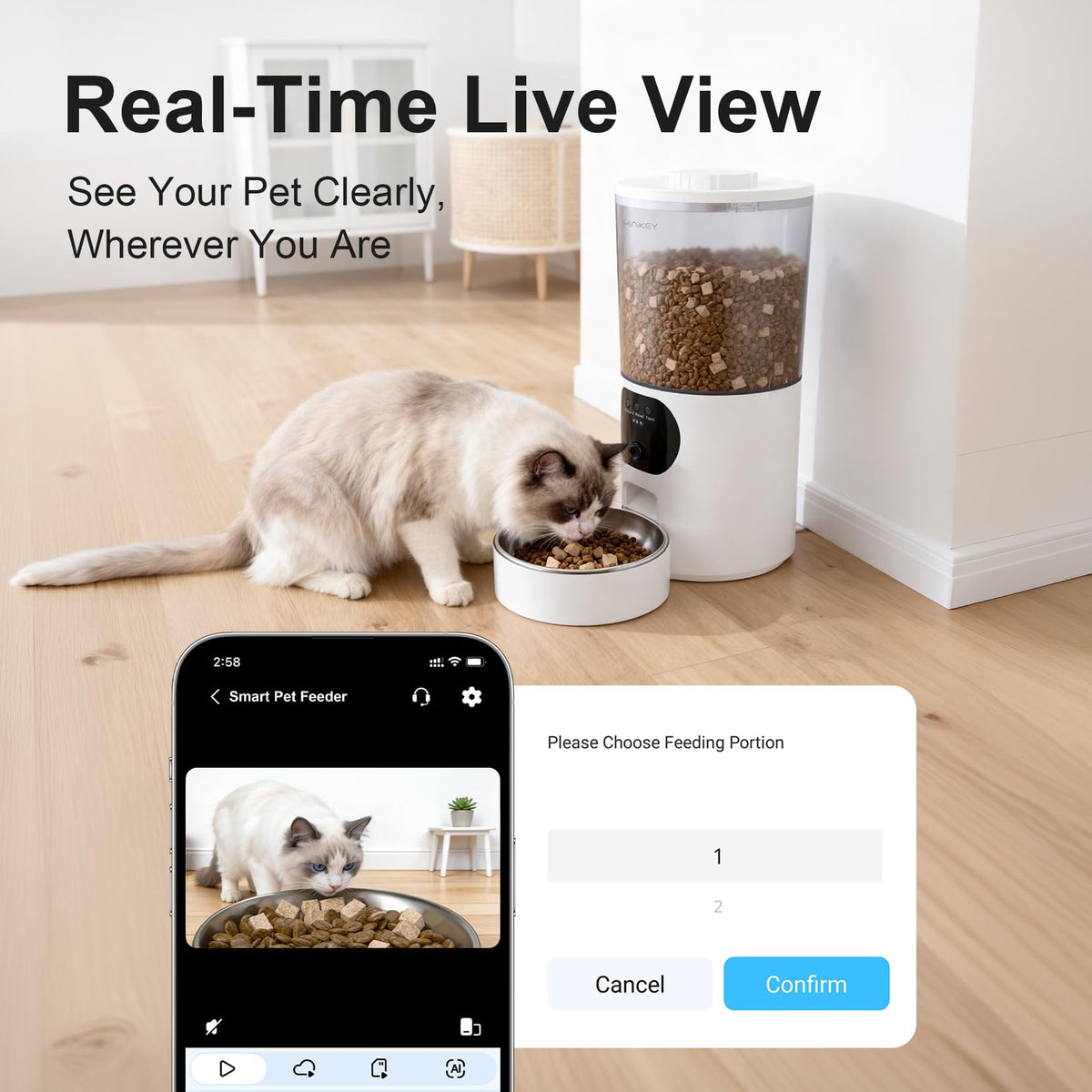 Automatic Cat Feeder with 2K Camera, 6.5L Smart App Control 5G/2.4WiFi