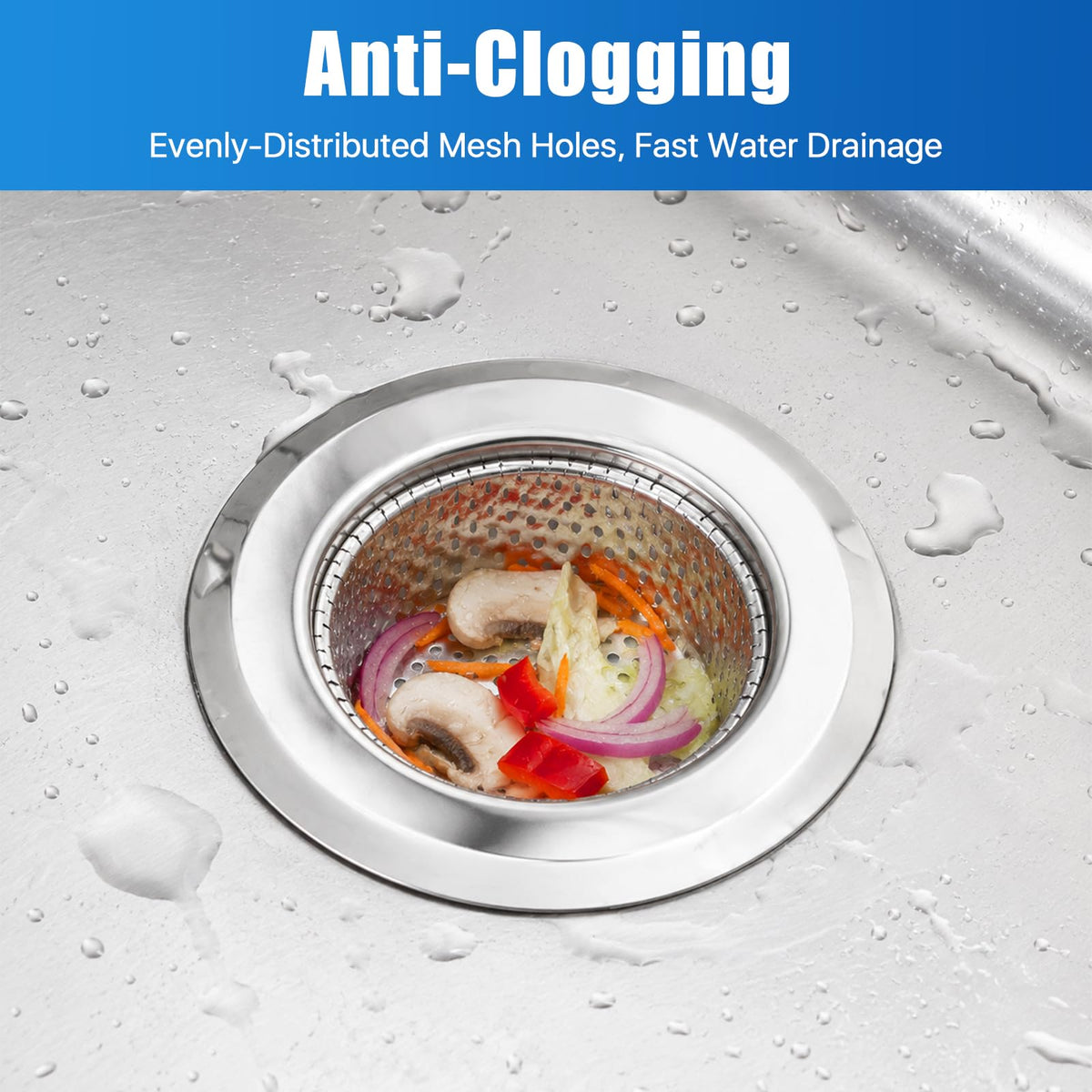 4.5"Stainless Steel Sink Drain Strainer Set of 3,150 Disposable Drain Cover