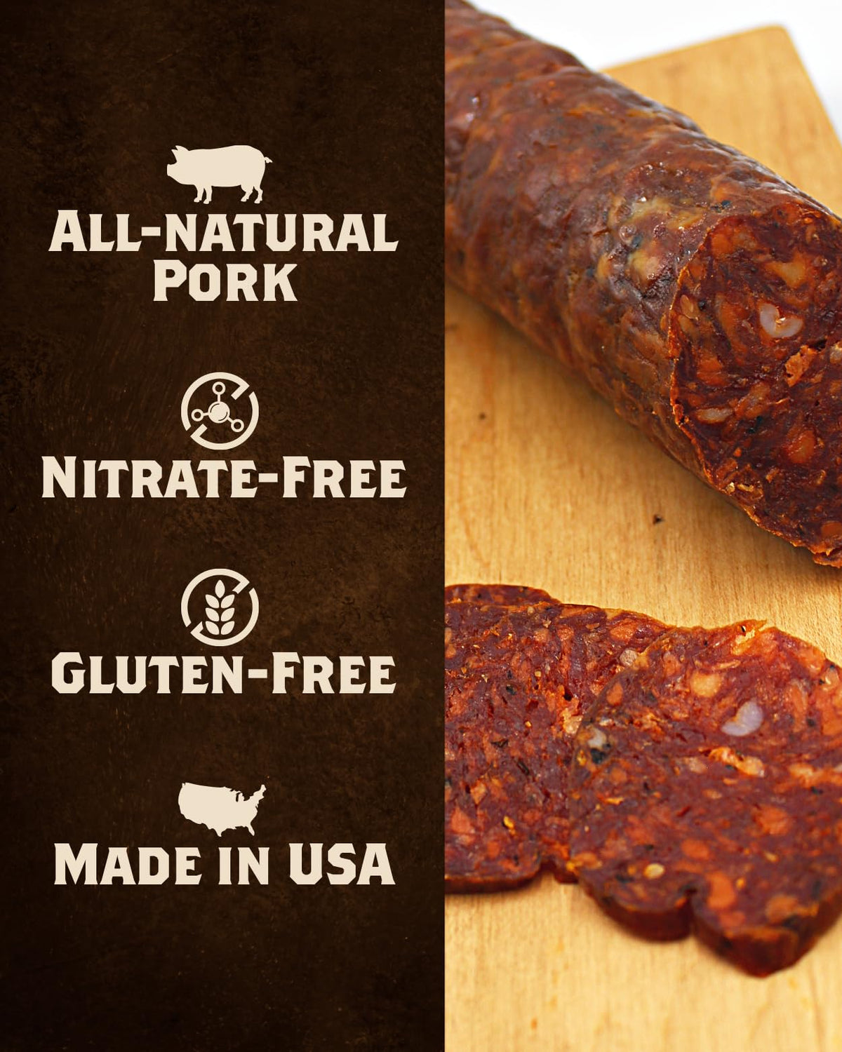 Fortuna's Sweet Soupy Salami - 2 x10 oz Sticks, Made in USA with All-Natural Pork, Nitrate-Free, Gluten-Free, & Dry-Cured - Perfect Snack for Any