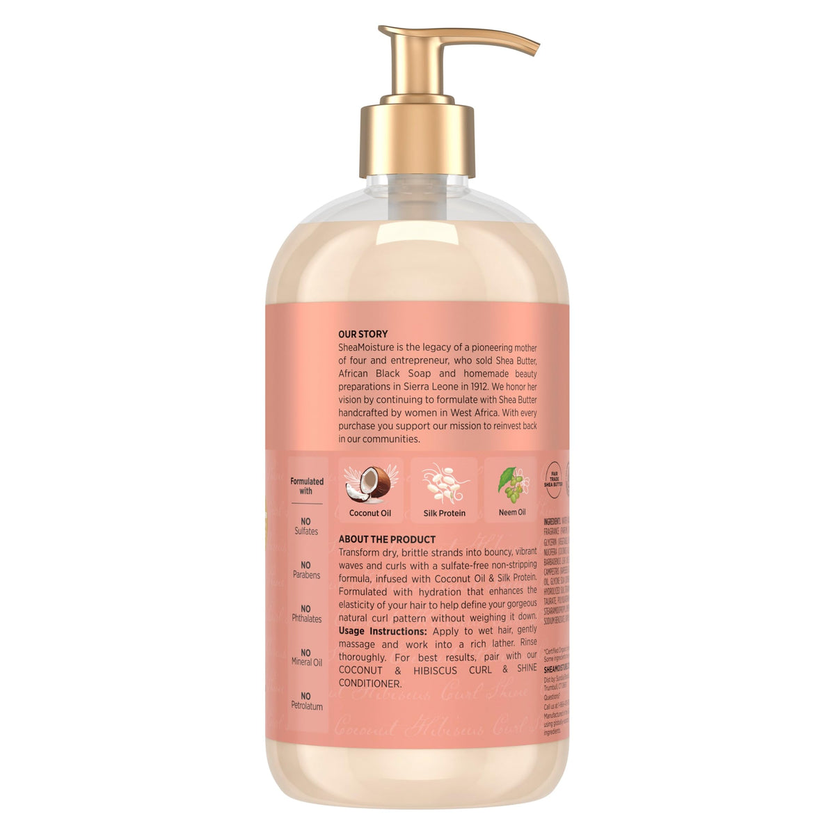 Shea Moisture Coconut & Hibiscus Shampoo for Curly Hair Hydrating 24oz