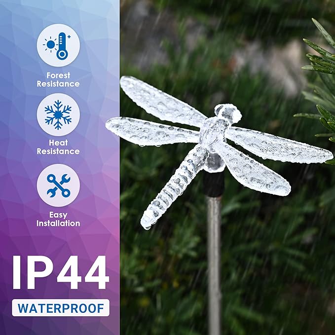 SOLPEX Solar Garden Lights, 3 Pack Solar Butterfly Lights Yard Decoration, Multi-Color Changing LED Solar Light Stakes, Solar Yard Lights for Garden, Patio, Lawn, Solar Bird Lights