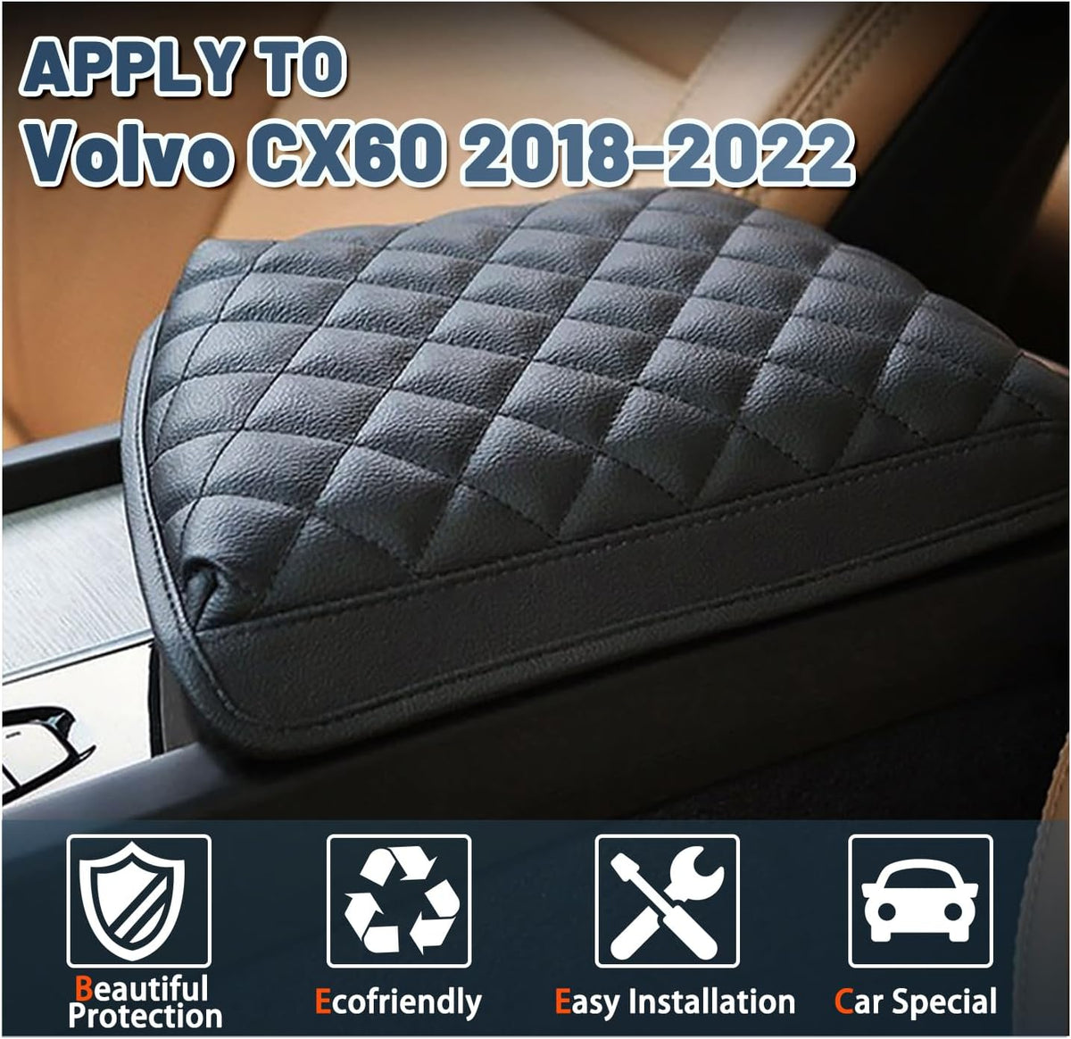 Ruiya XC90 Center Console Cover for 2018-2024 Volvo XC90 Accessories, Volvo XC90 Thicken Soft Comfy Armrest Cover Lid Protector Compatible with 2018 2019 2020 2021 2022 2023 2024 Volvo XC90