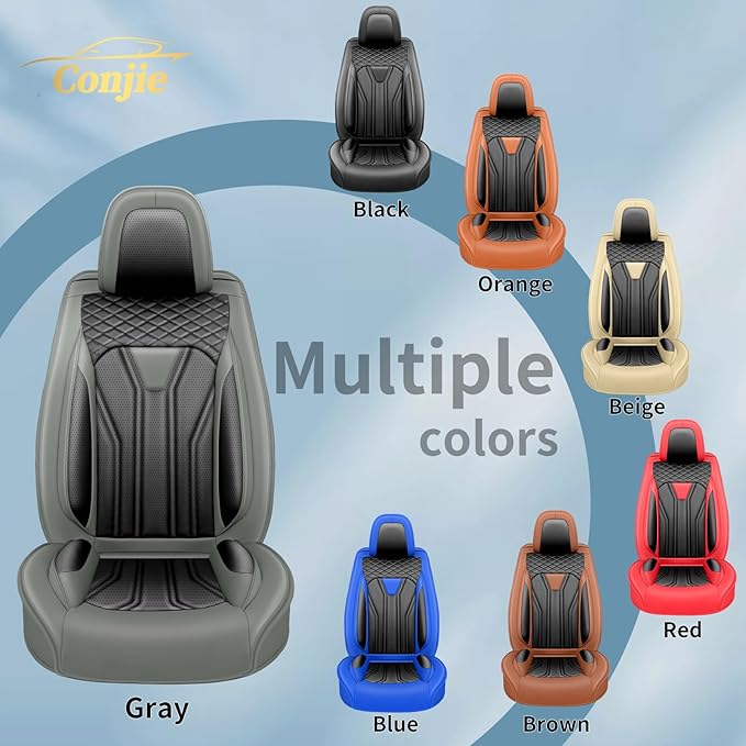 Fit Frontier Car Seat Covers Premium Leather for Nissan Frontier 2009-2025 2026. Waterproof， Breathable, Scratch-Resistant & All-Weather Seat Cushion Protector（Front Seat,Gray&Black