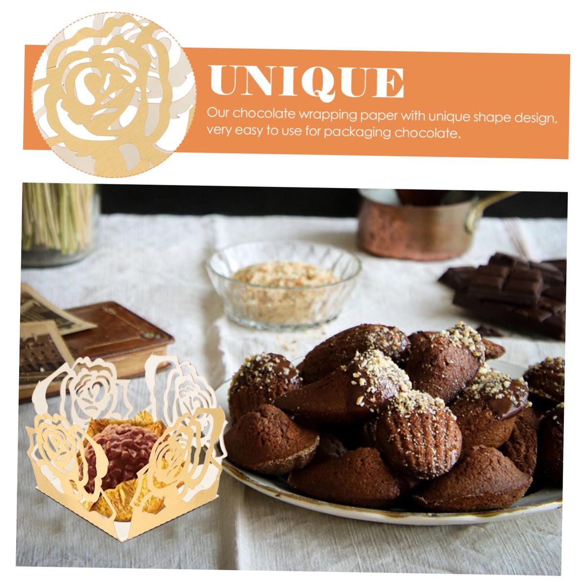 OKUMEYR 50pcs Hollow Chocolate Wrappers Elegant Design for Party and Wedding Decorations Decorative Chocolate Trays for and Candies