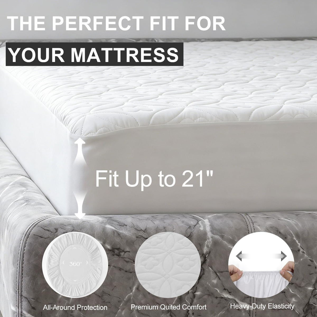 RestTwill Waterproof Mattress Protector King, Noiseless Mattress Pad