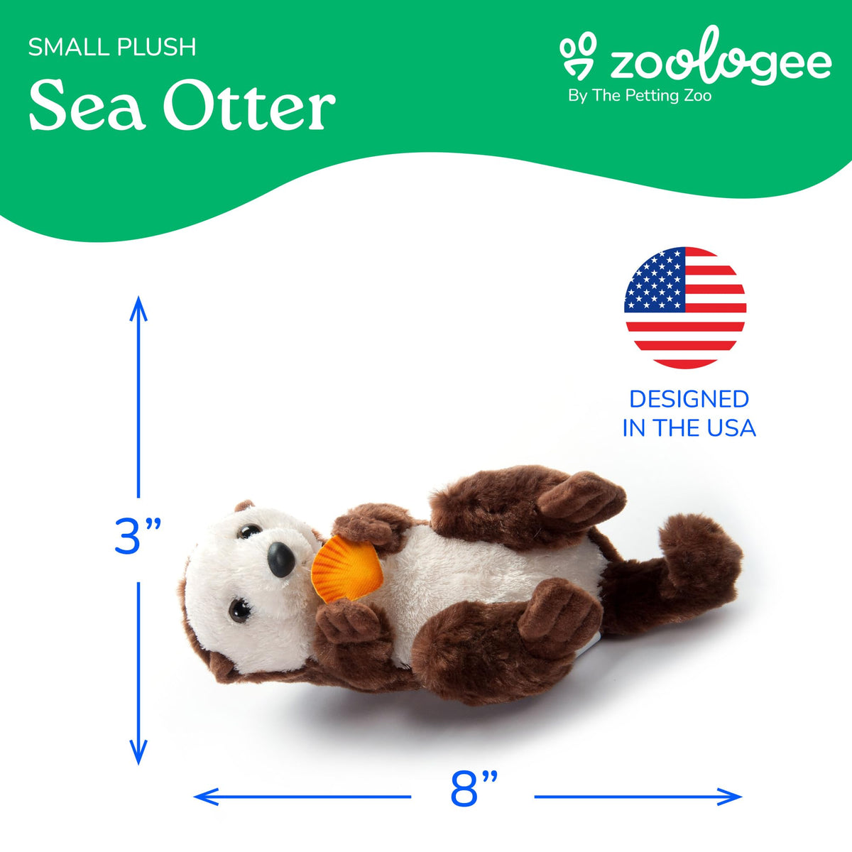 The Petting Zoo Sea Otter Stuffed Animal Plushie, Scoopz, Kids Gifts, 8 in