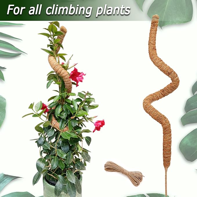 Bendable Moss Pole, 47 Inch Moss Poles for Plants Monstera, Tall Moss Poles for Climbing Plants Indoor, Large Moss Pole Support, Garden Trellis Plant Stand Stakes for Potted Plants, Pothos