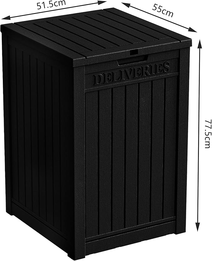 55 Gallon Plus Lockable Resin Deck Box, Waterproof Outdoor Storage Box for Patio Furniture, Garden Tools, Pool Accessories, UV-Resistant Outside Delivery, Black