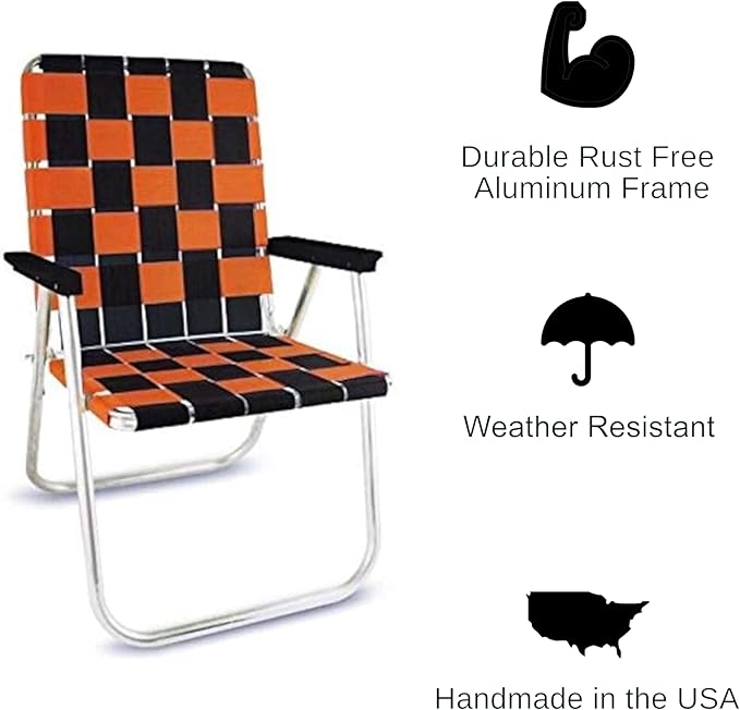 Lawn Chair USA Folding Aluminum Outdoor Patio Lawn Chair | Heavy-Duty Webbed Chairs for Camping, Sports, Beach, Yard & Tailgating | Lightweight Portable | Classic - Halloween Theme
