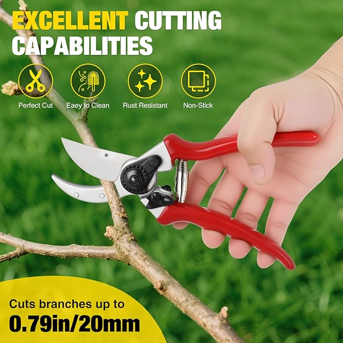 Yesker Pruning Shears Pruners for Gardening 8.5 in Professional Bypass Garden Scissors with Sharp SK5 Steel Blade Heavy Duty Hand Garden Shears Clippers for Branch Flower Plant Trimming Cutting Tools