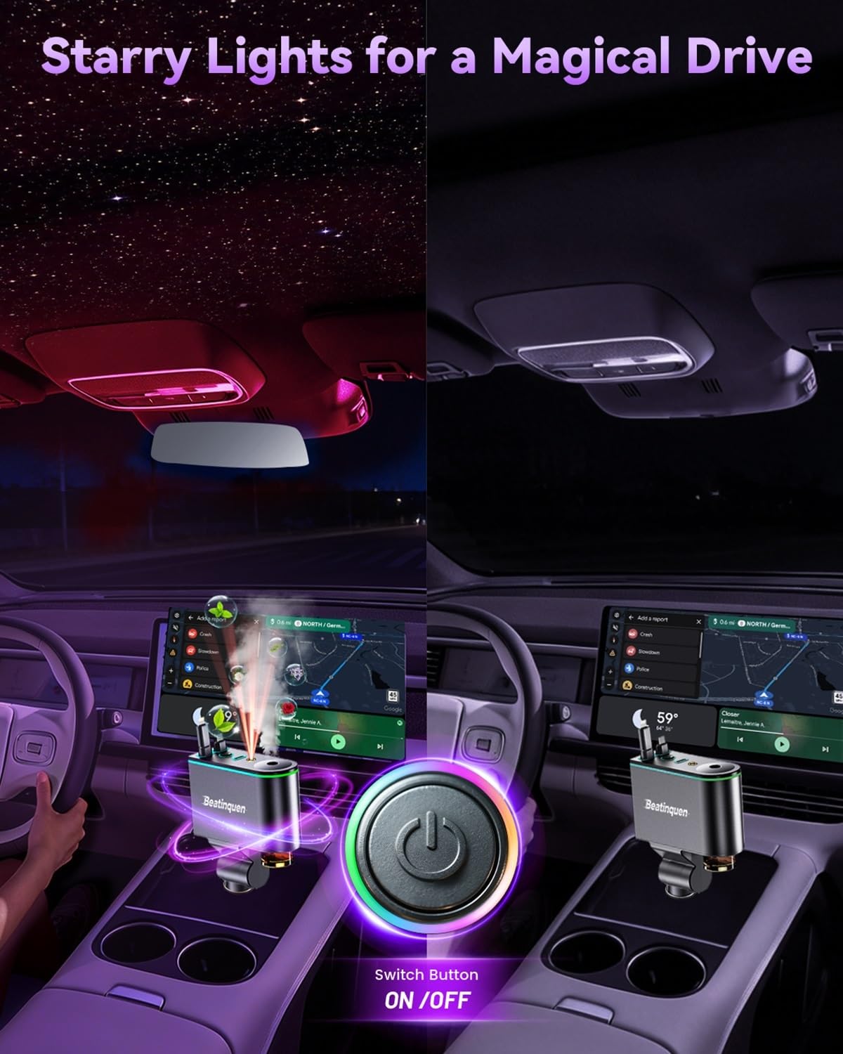 5 in 1 Retractable Car Charger USB C, Car Phone Charger for Dual Cables