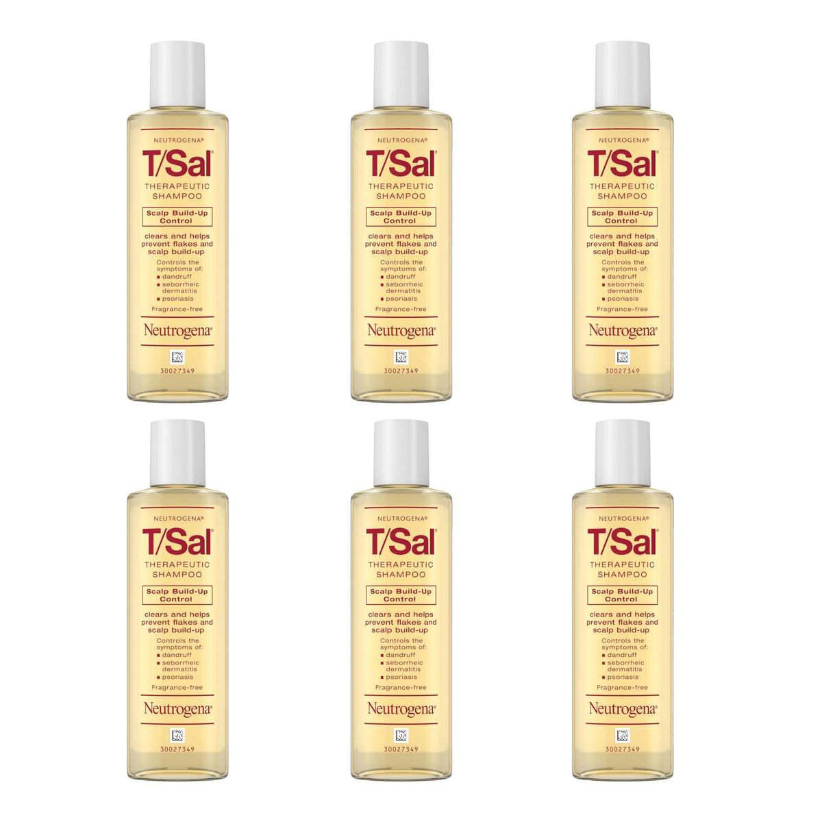 Neutrogena T/Sal Therapeutic Dandruff Shampoo, Scalp Build-Up Control, 3% Salicylic Acid,Psoriasis Treatment, Seborrheic Dermatitis Shampoo, Clears Flakes, Fragrance Free, 4.5 fl oz