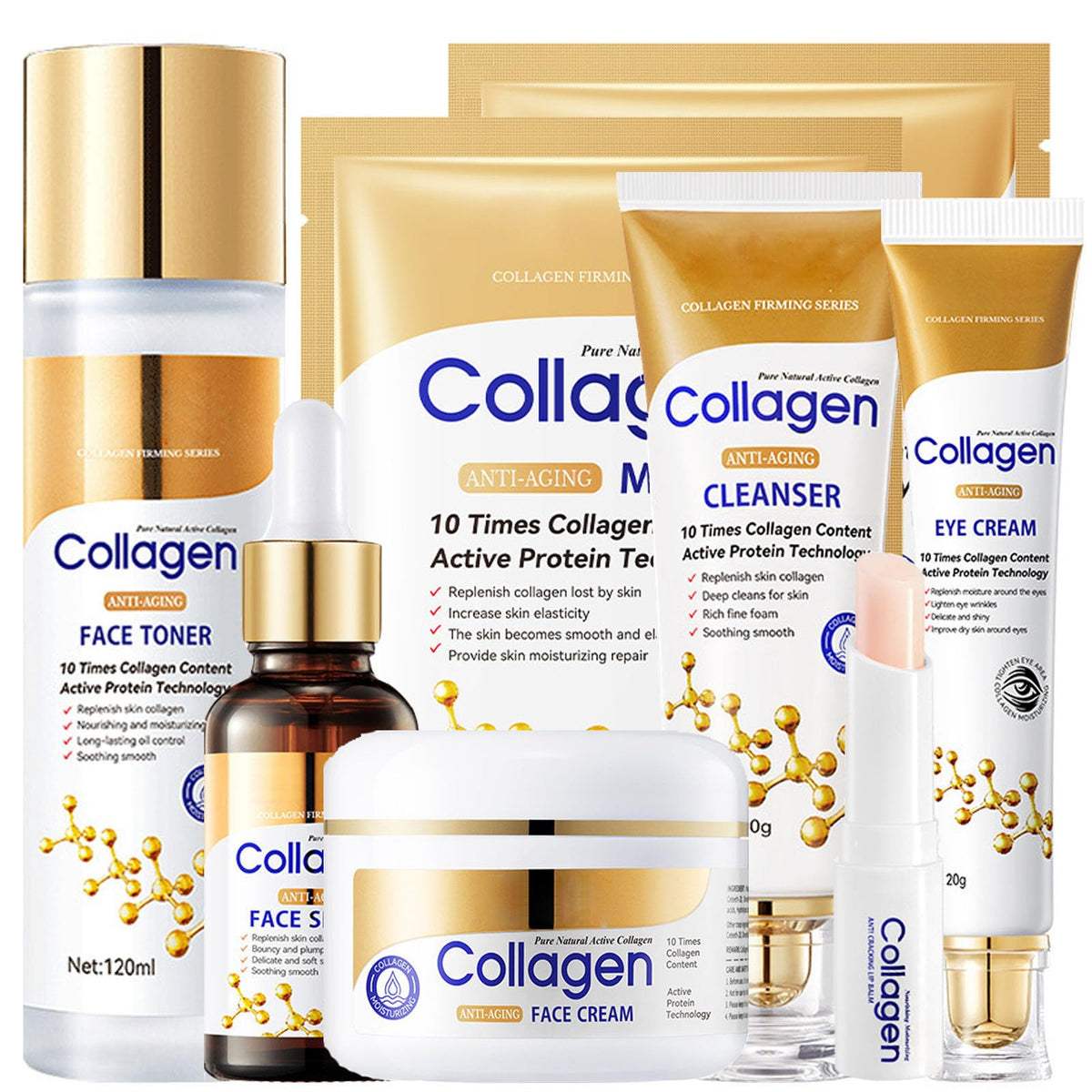 Collagen Skin Care Set, 6Pcs Face Care Sets for Older Women, Firming Skin, Shrink Pores, Smooth Wrinkles, Hydrating Skin Care Set Include Serum Face Cream Eye Cream Toner Cleanser Facial Mask1