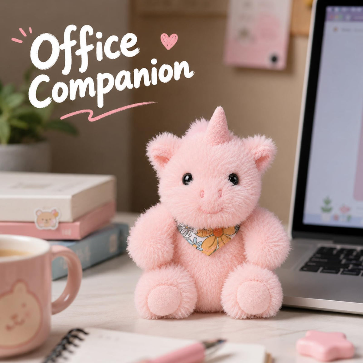 Mushymallow Sitting Unicorn Stuffed Animal Soft Plush Toy, Pink