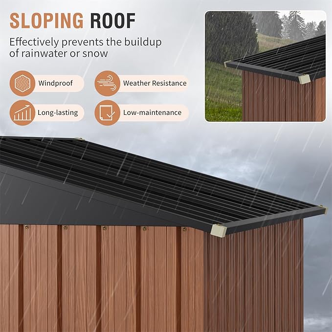 5x3 Ft Storage Shed, Outdoor Metal Shed with Floor Base& Lock, Small Lean to Shed, Compact Vertical Outside Bike Tiny House for Garden, Backyard, Patio, Tool