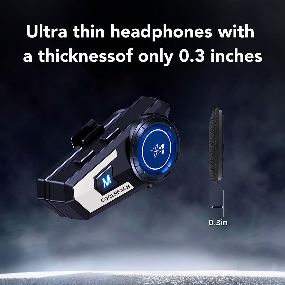 Motorcycle Helmet Bluetooth Headset,Sking Earphone,CVC Noise Cancellation Stereo Music Automatic answering,90 Hours Playing time High Sound Bluetooth Motorcycle Helmet Ultra-Thin