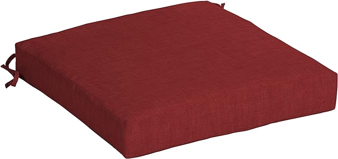 Arden Selections Outdoor Wicker Chair Cushion, 20 x 18, Rain-Proof, Fade Resistant 21 x 21, Ruby Red Leala (Pack of 4)
