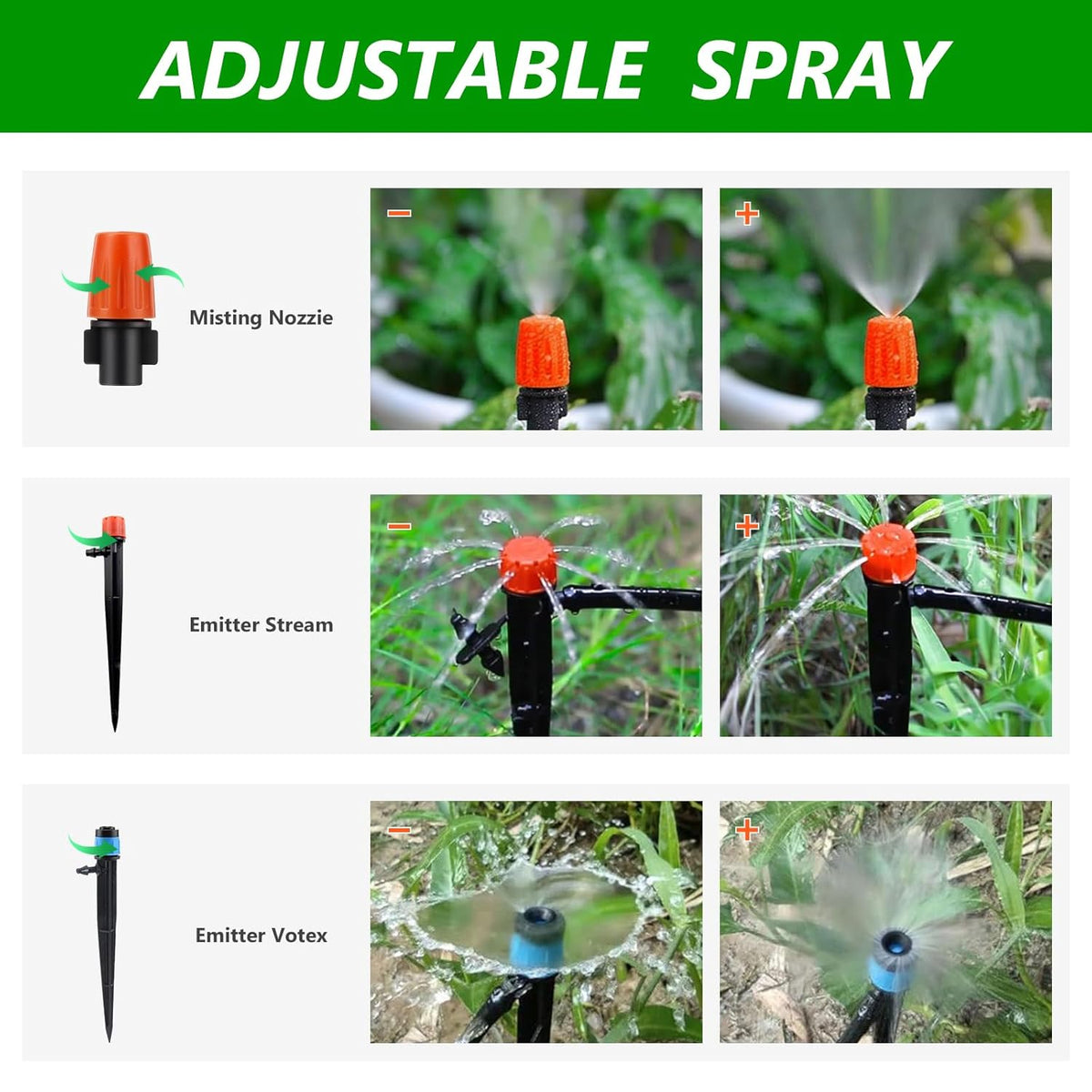 256FT Automatic Drip Irrigation System Kit,Automatic Garden Watering Misting System for Greenhouse, Yard, Plant ，Lawn with 1/2 inch Hose 1/4 inch Distribution Tubing and Accessories